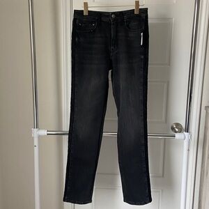 Guess Women's Black with Black Lace Straight Leg High Rise Jeans .